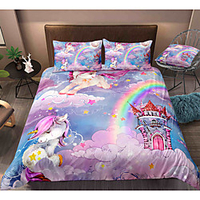 Cartoon Unicorn 3-Piece Duvet Cover Set Hotel Bedding Sets Comforter Cover with Soft Lightweight Microfiber,  Include 1 Duvet Cover,  2 Pillowcases for Double/Queen/King(1 Pillowcase for Twin/Single) miniinthebox