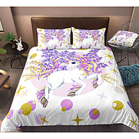 Cartoon Unicorn 3-Piece Duvet Cover Set Hotel Bedding Sets Comforter Cover with Soft Lightweight Microfiber,  Include 1 Duvet Cover,  2 Pillowcases for Double/Queen/King(1 Pillowcase for Twin/Single) miniinthebox