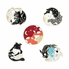 cartoon yin yang enamel pins sets -cute cat brooch pins for women men lovely hugging circle rabbits fish fox dinosaur lapel pins badges accessories gifts miniinthebox