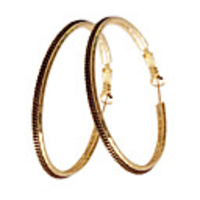 Carved Round Earrings with Inlayed Chains (50mm,  Assorted Colors)