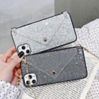 Case For iPhone 11 Pro Max/11 Pro/11/XS Max/XR/X/XS/8P/7P/6SP/8 7 /6S Card Holder / Shockproof Back Cover Lines / Waves / Glitter Shine PU Leather