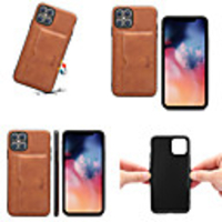 Case For iPhone 12 Card Holder Shockproof Back Cover Solid Colored PU Leather TPU
