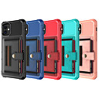 Case For Apple iPhone 11 / iPhone 11 Pro / iPhone 11 Pro Max Card Holder / Shockproof Back Cover Lines / Waves / Solid Colored PU Leather / TPU
