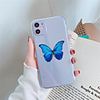 Case For Apple iPhone 11 11 Pro 11 Pro Max Blue butterfly pattern high-transparent TPU material painting process scratch-resistant mobile phone case