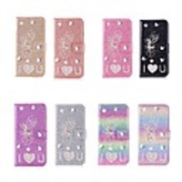 Case For Apple iPhone 12 / iPhone 12 Mini / iPhone 12 Pro Max Wallet / Shockproof / Rhinestone Full Body Cases Cartoon / Glitter Shine PU Leather / TPU