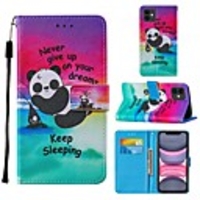 Case For Apple iPhone 12 iPhone 11 Pro Max SE 2020 XS Max XR X 7 8 Plus 6 6s Plus Wallet Card Holder with Stand Full Body Cases Word Phrase Panda PU Leather