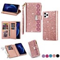 Case For Apple iPhone 12 iPhone SE 2020 11 Pro Max XS Max XR X 7 8 Plus 6 6s Plus Wallet Card Holder with Stand Full Body Cases Solid Colored Glitter Shine PU Leather