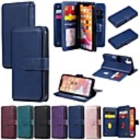 Case For Apple iPhone 12 iPhone SE 2020 11 Pro Max XS Max XR X 7 8 Plus 6 6s Plus Wallet Card Holder with Stand Full Body Cases Solid Colored PU Leather