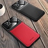Case For Apple iPhone 12 Shockproof / Dustproof / Frosted Back Cover / Bumper Solid Colored Genuine Leather / Tempered Glass