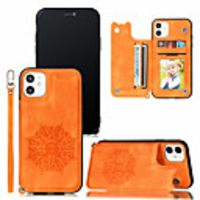 Case For Apple iPhone 6 6s 7 8 6plus 6splus 7plus 8plus X XR XS XSMax SE(2020) iPhone 11 11Pro 11ProMax iPhone 12 Card Holder Shockproof Pattern Magnetic Back Cover Solid Colored Flower PU Leather TPU