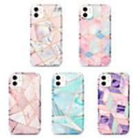 Case For Apple iPhone 6 6s 7 8 6plus 6splus 7plus 8plus X XR XS XSMax SE(2020) iPhone 11 11Pro 11ProMax Shockproof Plating IMD Pattern Back Cover Geometric Pattern Marble TPU