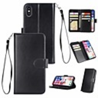 Case For Apple iPhone XS / iPhone XR / iPhone XS Max Wallet / Card Holder / Flip Full Body Cases Solid Colored Hard Genuine Leather