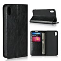 Case For Apple iPhone XS / iPhone XR / iPhone XS Max Wallet / Card Holder / with Stand Full Body Cases Solid Colored Hard Genuine Leather