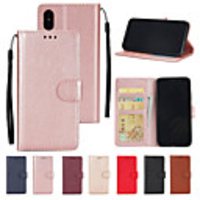 Case For Apple iPhone XS / iPhone XR / iPhone XS Max Wallet / Card Holder / with Stand Full Body Cases Solid Colored Hard PU Leather