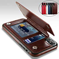 Case For Apple iPhone XS / iPhone XR / iPhone XS Max with Stand / Shockproof / Wallet Back Cover Solid Colored Hard PU Leather / iPhone 6 / iPhone7 / iPhone 7 Plus / iPhone 8 / iPhone 8 Plus