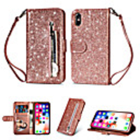 Case For Apple iPhone XS Max / iPhone 8 Plus Glitter Shine / Shockproof / Wallet Back Cover Solid Colored Soft TPU / PU Leather for iPhone 7 / 7 Plus / 8 / 6 /6 Plus / XR / X / XS