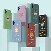 Case For Apple scene map iPhone 12 11 Pro 11 Pro Max cartoon animal pattern pure color liquid silicone material fine frosted soft case