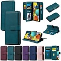 Case For For Samsung Galaxy Note 20 Ultra A51 71 5G A21S A10E A20E A30 A40 A50 A70 A31 A41 M51 M31 Wallet Card Holder with Stand Full Body Cases Solid Colored PU Leather