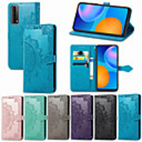 Case For Huawei Honor 30S / Honor X10 / P smart 2020 Card Holder / Shockproof / Embossed Full Body Cases Solid Colored PU Leather / TPU