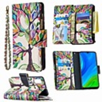 Case For Huawei Honor 9X Lite P Smart 2020 P40 Lite Wallet Card Holder with Stand Full Body Cases Big Tree Painted Zipper Bag PU Leather TPU for Huawei P30 Lite P40 Pro P40 Lite E Honor 10 Lite