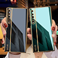 Case For Huawei HUAWEI Mate xs Shockproof / Plating Back Cover Solid Colored Tempered Glass / Metal