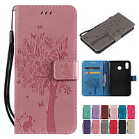 Case For Huawei Huawei Nova 4 / Huawei P smart / Huawei Honor 10 Wallet / Card Holder / with Stand Full Body Cases Solid Colored / Tree Hard PU Leather