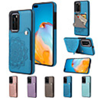 Case For Huawei Huawei P30 / Huawei P30 Pro / Huawei P30 Lite Card Holder / Shockproof Back Cover Solid Colored / Flower PU Leather / TPU