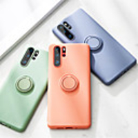 Case For Huawei HUAWEI P40 / HUAWEI P40 PRO Ring Holder Back Cover Solid Colored Silicone / Metal
