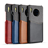Case For Huawei P20 / Huawei P20 Pro / Huawei P30 Card Holder / Shockproof / Ultra-thin Back Cover Solid Colored Genuine Leather / Canvas Splice