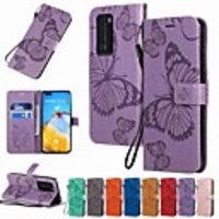 Case For Huawei P40 / Huawei P40 Pro / Huawei P40 lite Wallet / Card Holder / with Stand Butterfly Embossing PU Leather / TPU for Huawei Mate 30 / Mate 30 Lite / Honor 10 Lite / Honor 9X Pro