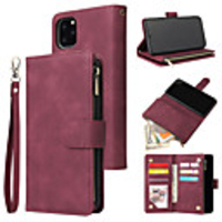 Case For iPhone 11 11 Pro 11 Pro Max XS Max XR X 6 7 8 Plus SE 2020 Card Holder Flip Magnetic Full Body Cases Solid Colored PU Leather