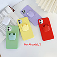 Case for iPhone 11Pro Max Bluetooth Earphones Air pods 1/2 Generation Storage Case Mobile Phone Case XS Max Pure Color Liquid Silicone 6/7 / 8Plus Drop Protection Case