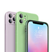 Case for iPhone 11Pro Max New Square Liquid Silicone Phone Case XS Max Built-in Comfortable Luxury Plush Shockproof Anti-drop 6 7 8Plus SE2020 Protective Case