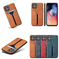 Case For iPhone 12 Card Holder Shockproof Back Cover Solid Colored PU Leather TPU
