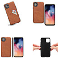 Case For iPhone 12 Card Holder Shockproof Back Cover Solid Colored PU Leather TPU