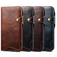 Case For iPhone 12 Mini / iPhone 11 Pro / iPhone X / XS iphone 7 / 8 7 Plus / 8 Plus / iPhone SE2020 Card Holder Flip Magnetic Full Body Cases Solid Colored Genuine Leather