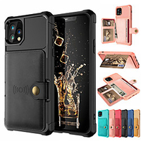 Case for iPhone 13 11/11Pro/11ProMax/X/XS/XR/XS Max Wallet / Card Holder / Shockproof Back Cover Solid Colored PU Leather / PC miniinthebox