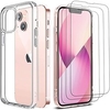 Case for iPhone 13 6.1 3x Screen Protector Tempered Glass No Bubbles Silicone Clear Phone Case Shockproof Anti-Scratch Soft TPU Bumper Protective Cover for iPhone13 Transparent miniinthebox