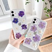 Case For iPhone 7 8 7 Plus 8 Plus X XS XR XS Max SE 11 11 Pro 11 Pro Max Transparent Pattern Back Cover Transparent Glitter Shine Flower TPU PC