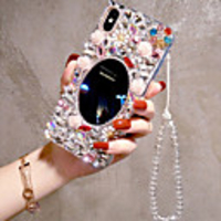 Case For iPhone iPhone 11 Pro Max / 11Pro / 11 / iPhone XS Max / XR / XS / 6 / 7 / 8Plus / SE 2020 Rhinestone / Mirror Back Cover Geometric Pattern / Flower Acrylic Handmade Luxury Women