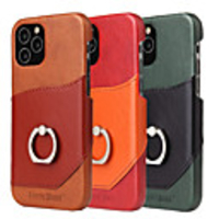Case For iPhone12 Card Holder Shockproof Ring Holder Back Cover Solid Colored PU Leather