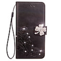 Case For LGG3 / LG/ LGG4 LGG6 Wallet / Card Holder / Rhinestone Full Body Cases Flower Hard PU Leather