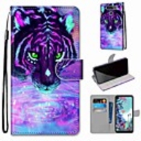 Case For LGQ70 / LGK50S / LGK40S Wallet / Card Holder / with Stand Full Body Cases Tiger Drinking Water PU Leather / TPU for LGK30 2019 / LGK20 2019