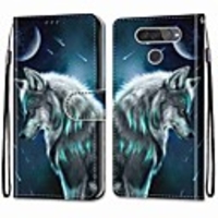 Case For LGQ70 / LGK50S / LGK40S Wallet Card Holder with Stand Full Body Cases Contemplative Wolf PU Leather TPU for LGK30 2019 LGK20 2019 LGX Power