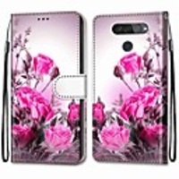 Case For LGQ70 / LGK50S / LGK40S Wallet Card Holder with Stand Full Body Cases Wild Rose PU Leather TPU for LGK30 2019 LGK20 2019 LGX Power