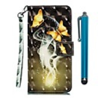 Case For LGStylo 4 / LGStylo 5 Wallet / Card Holder / with Stand Full Body Cases Two Golden Butterflies PU Leather