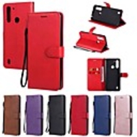 Case For Motorola MOTO E6S (2020) MOTO E6 plus MOTO G8PLAY Wallet Card Holder with Stand Full Body Cases Solid Colored PU Leather TPU for Moto G8 Power Lite Moto G Power Moto E7