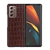 Case For Samsung Galaxy Z Fold 2 Shockproof Flip Full Body Cases Solid Colored Crocodile Pattern Genuine Leather Case