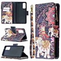 Case For Samsung Galaxy A42 5G Galax S20 Ultra Galaxy S20 Wallet Card Holder with Stand Full Body Cases Flower Elephant Painted Zipper Bag PU Leather TPU for Samsung Galax Note 20 Ultra A21S A51 A71