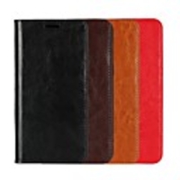 Case For Samsung Galaxy A5(2018) / A6 (2018) / A6 (2018) Wallet / Card Holder / with Stand Full Body Cases Solid Colored Hard Genuine Leather